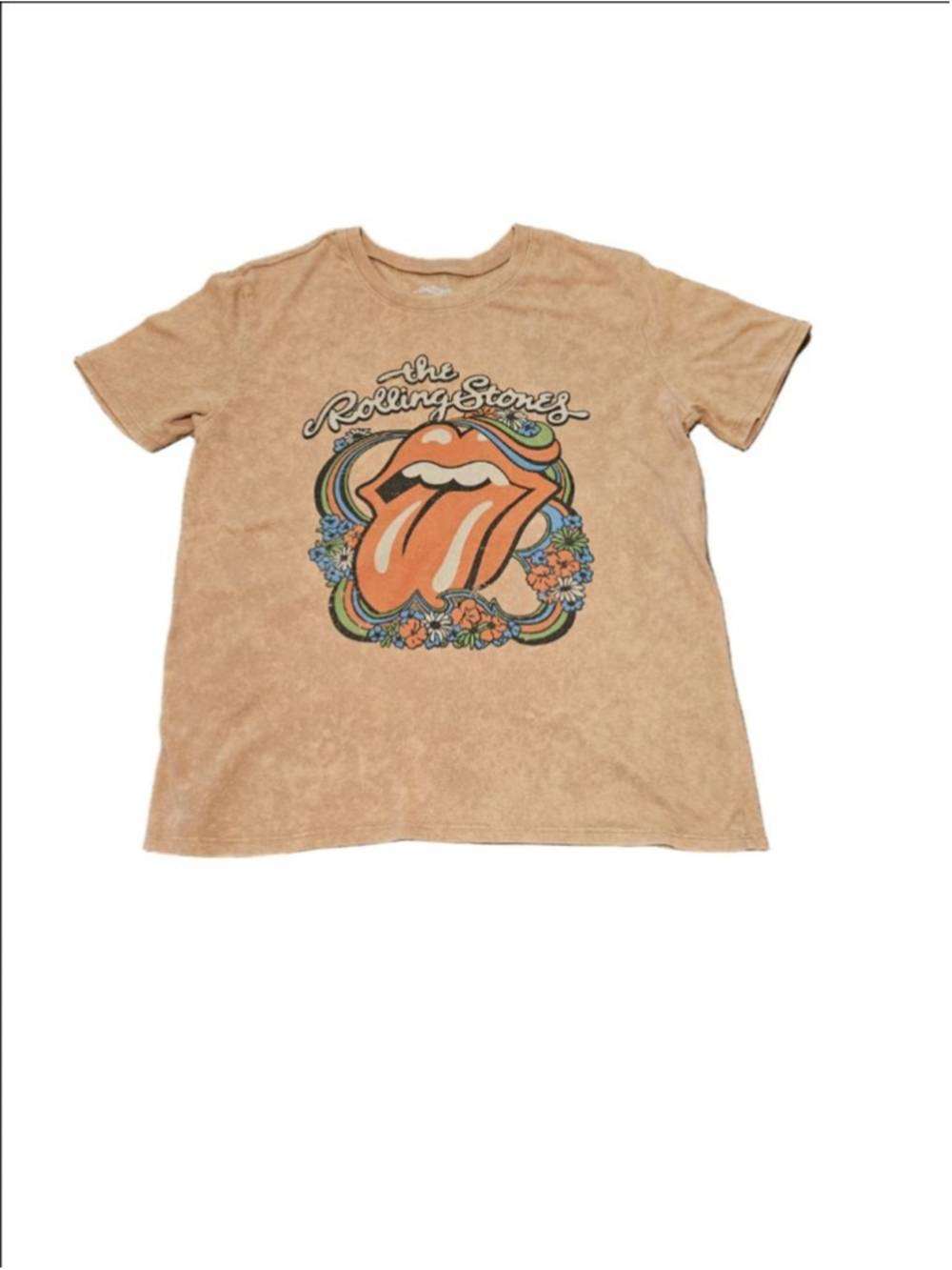 Women's The Rolling Stones Distressed Brown Orange Short Sleeve Tee S